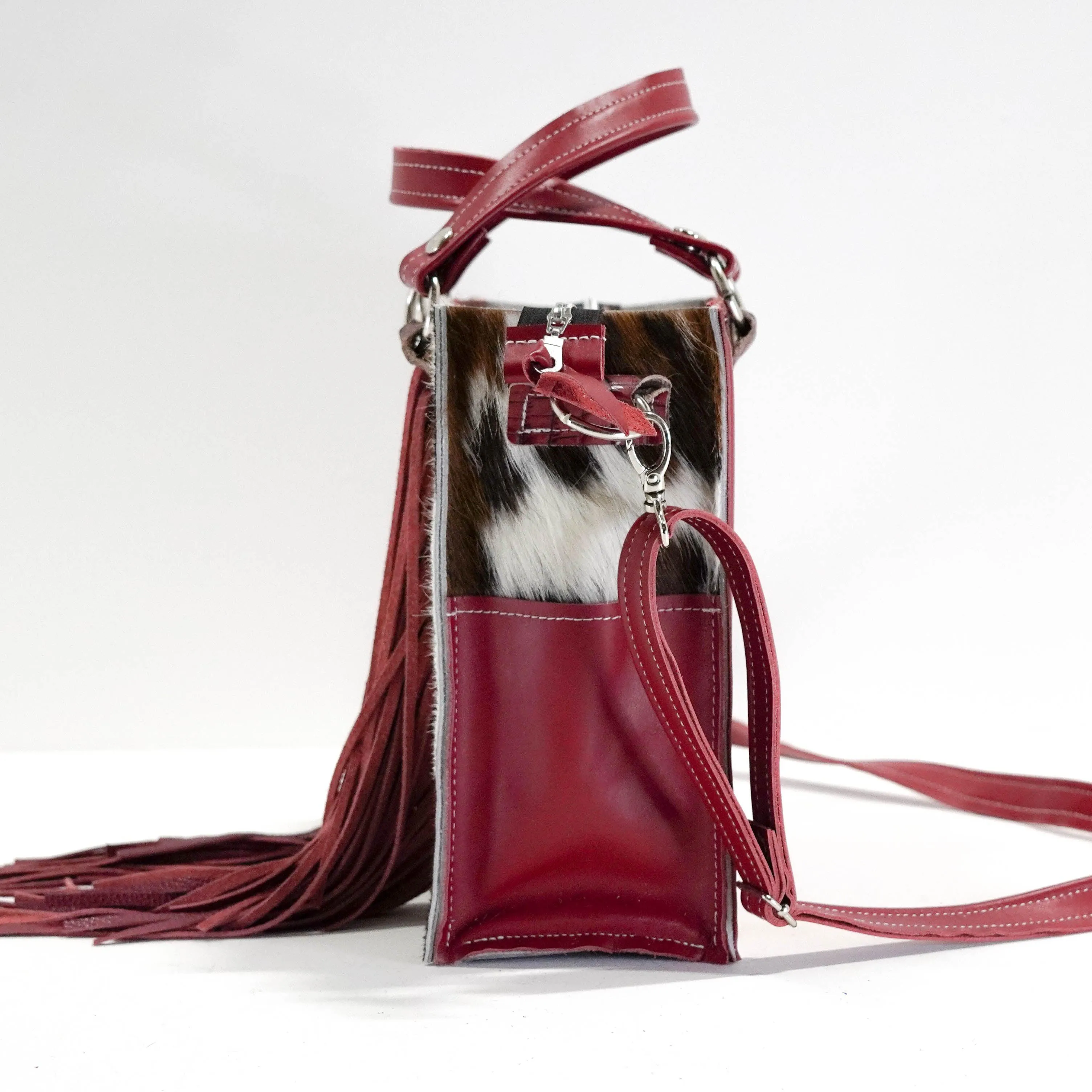 Minnie Pearl - Tricolor w/ Burgundy Croc