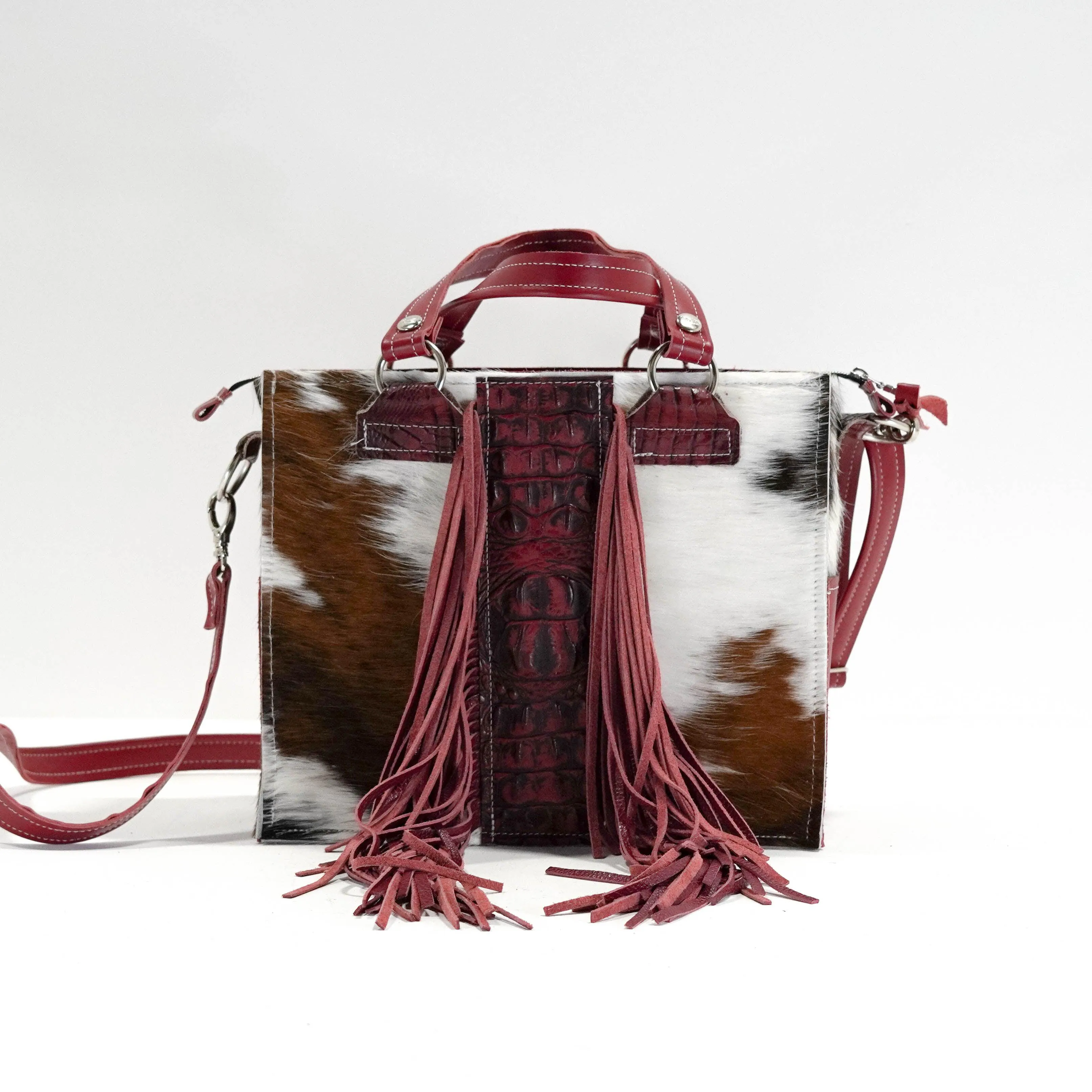 Minnie Pearl - Tricolor w/ Burgundy Croc