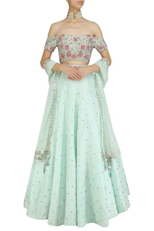 Mint Color Party Lehenga Choli