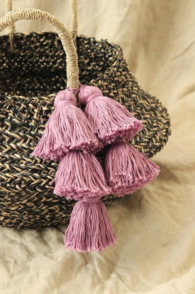 Mixed Straw Handwoven Belly Basket Bag, with