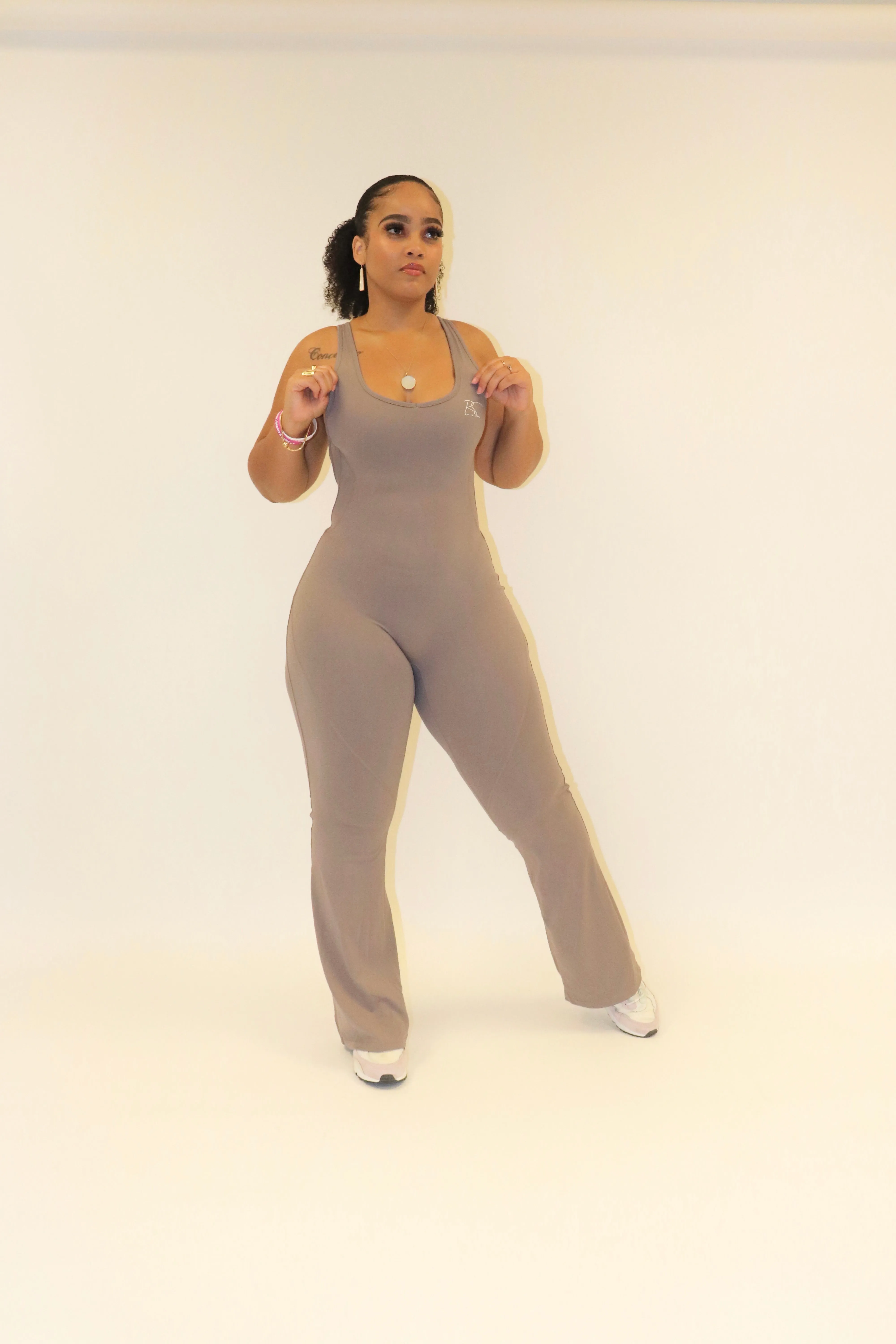 Mocha Backless Flare Leg Jumpsuit (RESTOCKING 03/22-SIGNUP FOR WAITLIST)