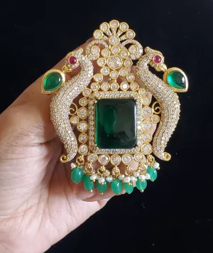 Mounika Jiten , Sowmya Ch and Anu Ch AD-Mossonite Studded Big Pendant