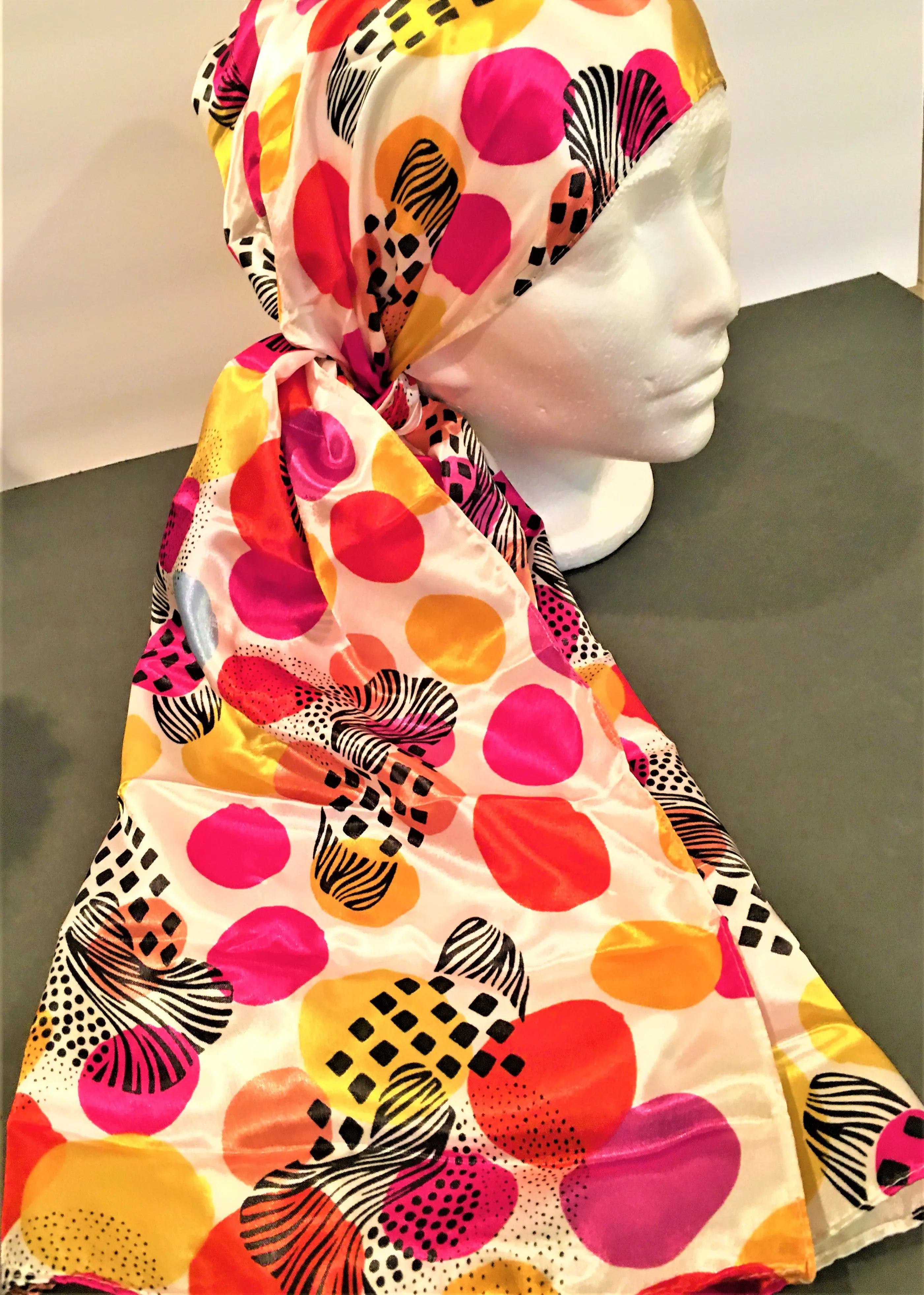 Multi Color Dots Silk Scarf, 56" L x 20 " W