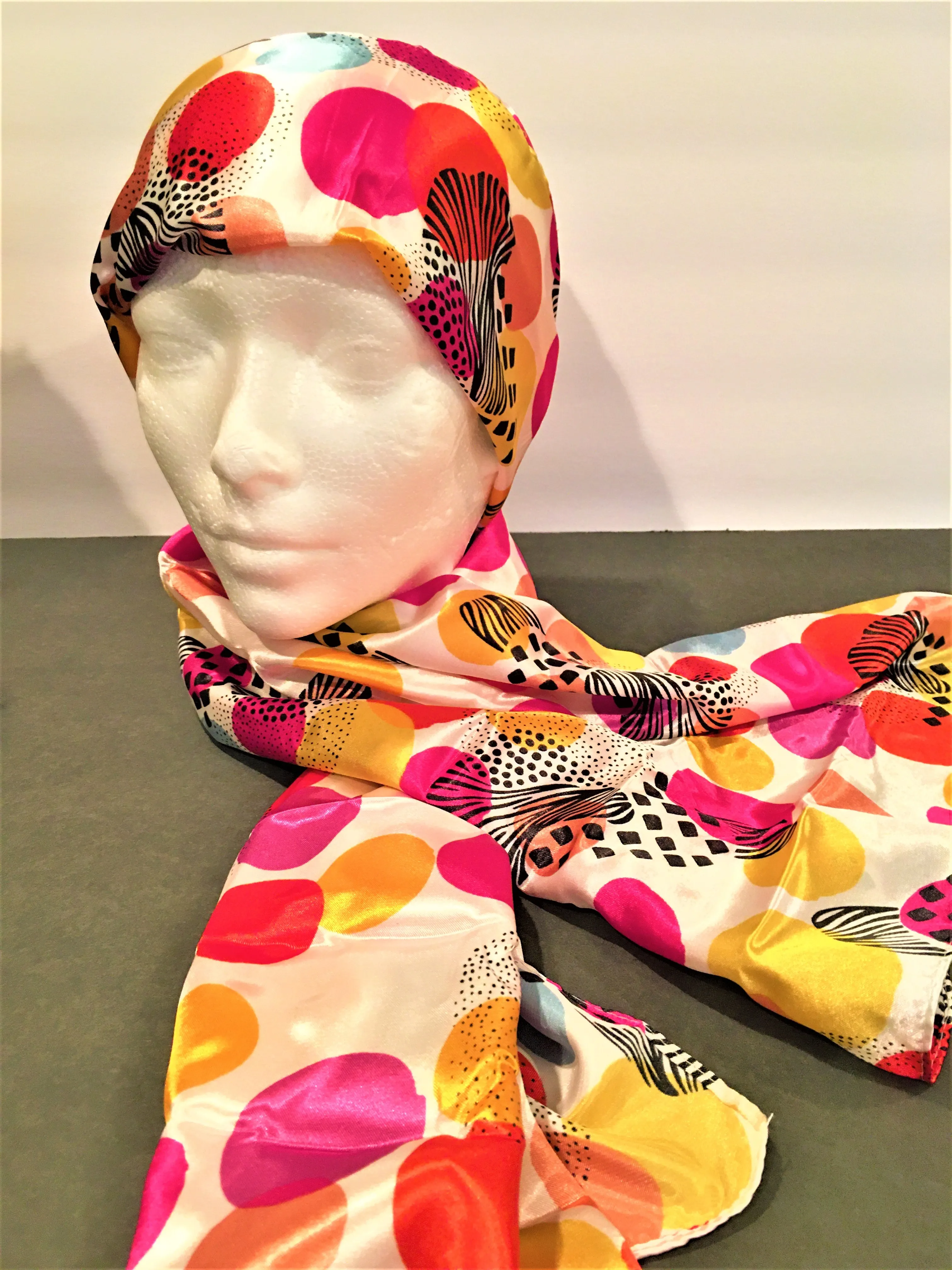 Multi Color Dots Silk Scarf, 56" L x 20 " W