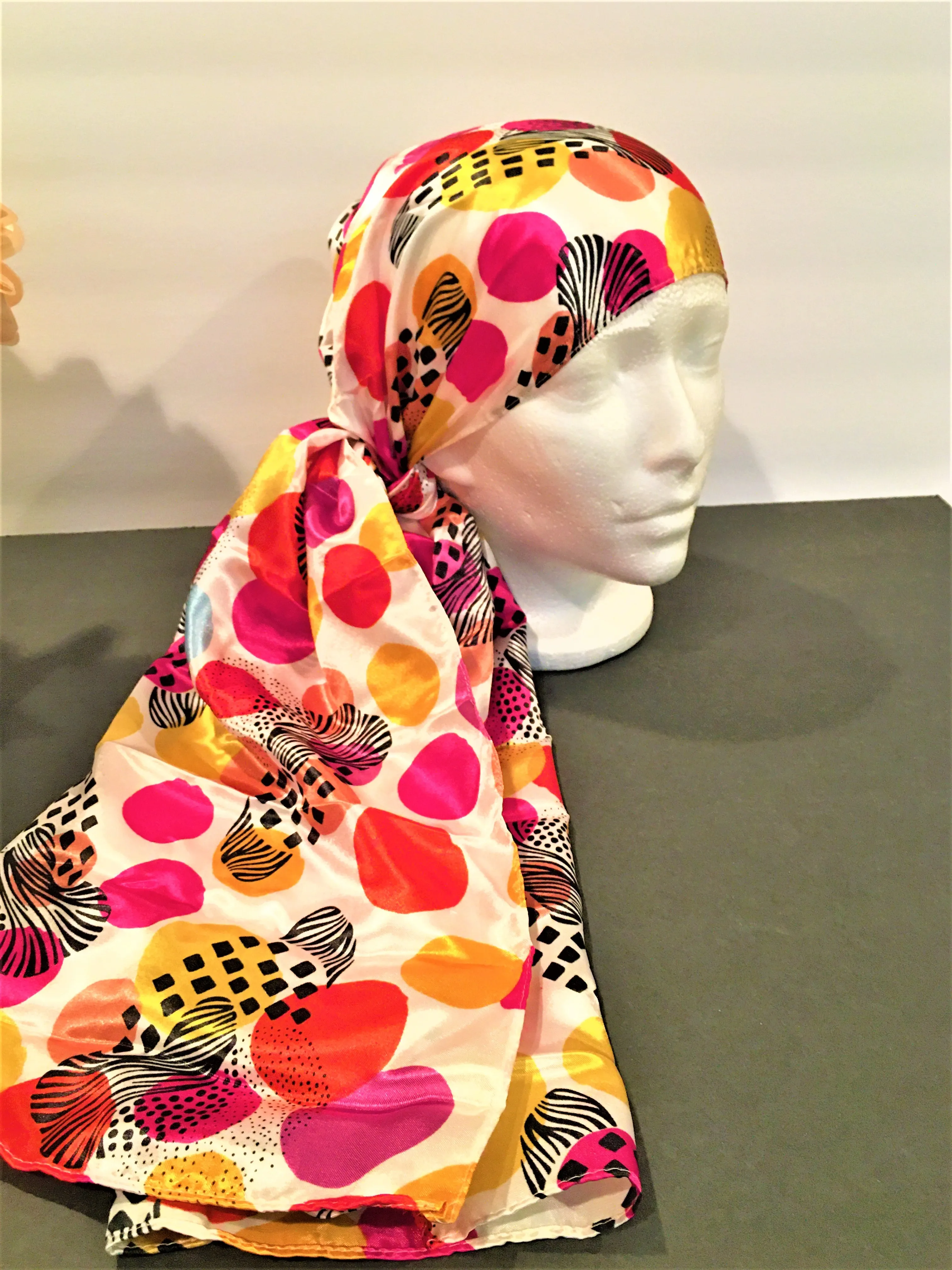 Multi Color Dots Silk Scarf, 56" L x 20 " W