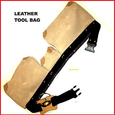 NAIL & TOOL BAG 11 POCKET, MOBILE HOLDER HAMMER HOLDERS HEAVY DUTY LEATHER- NEW.