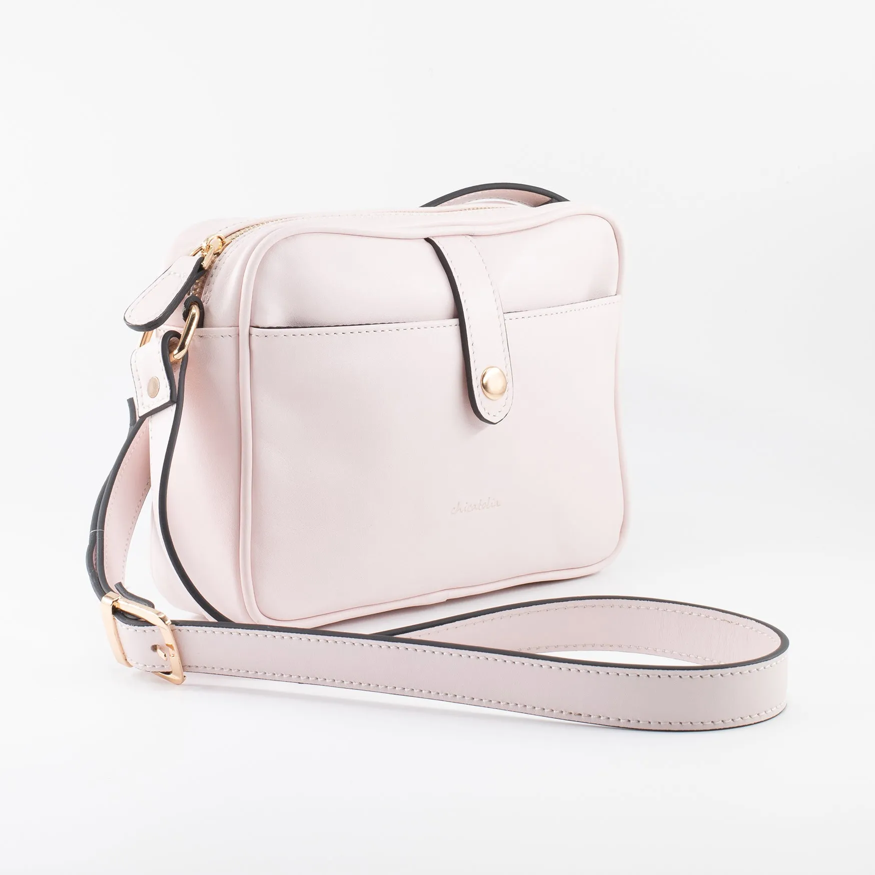 Napa Leather Satchel Crossbody Bag - Powder Pink