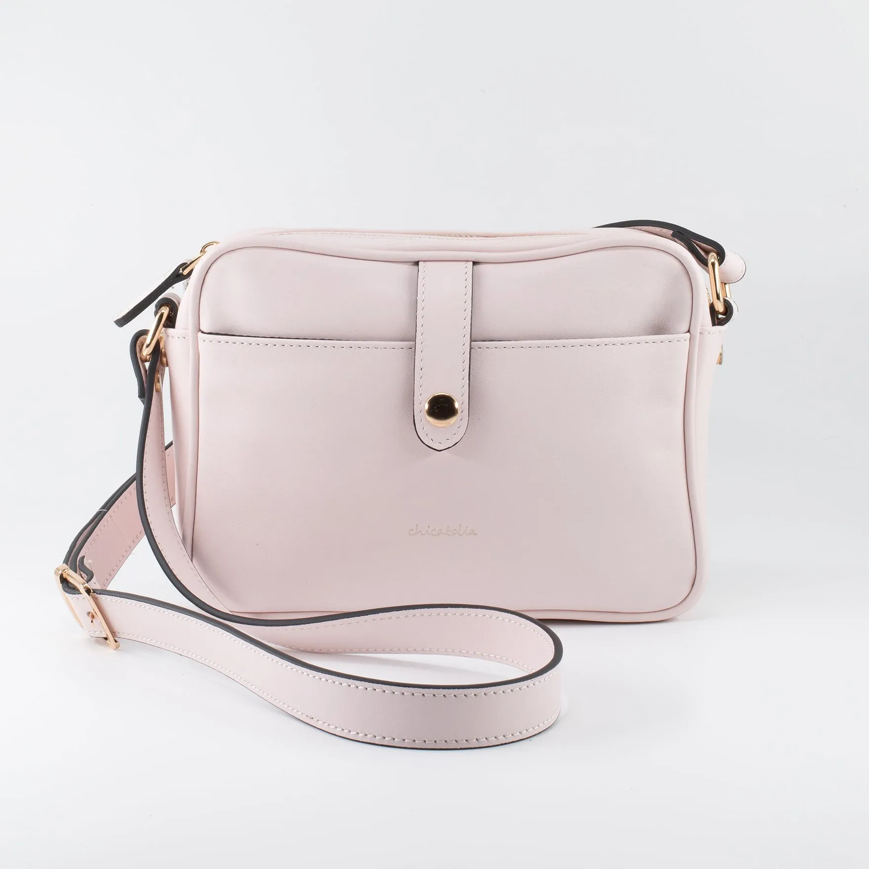 Napa Leather Satchel Crossbody Bag - Powder Pink