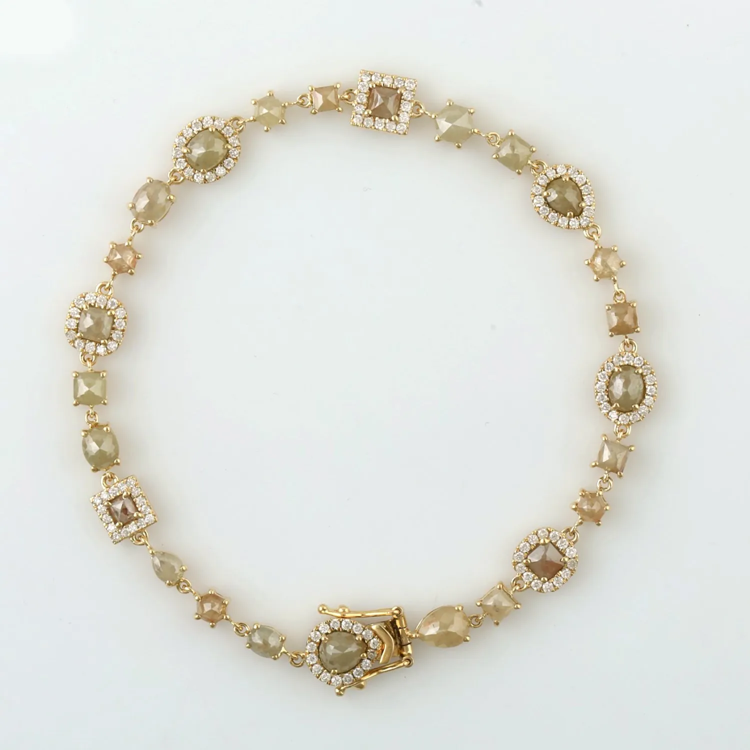 Natural Ice Diamond Pave Diamond Designer Bracelet 18K Yellow Gold