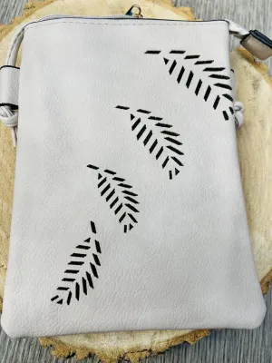 New Ecosse Design Crossbody leather purse in Ivory leaf! Rear pocket to hold your Phone! Great Quality!