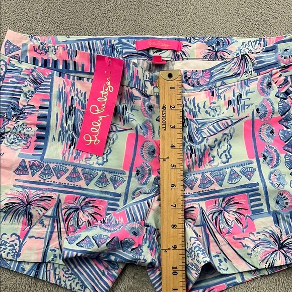 NEW Lilly Pulitzer 4 Adie Ruffle Pocket Stretch Women's Whisper Blue Shorts