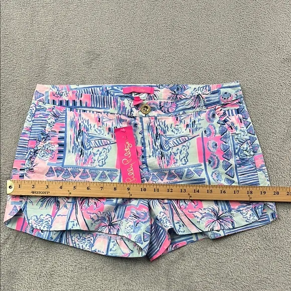 NEW Lilly Pulitzer 4 Adie Ruffle Pocket Stretch Women's Whisper Blue Shorts