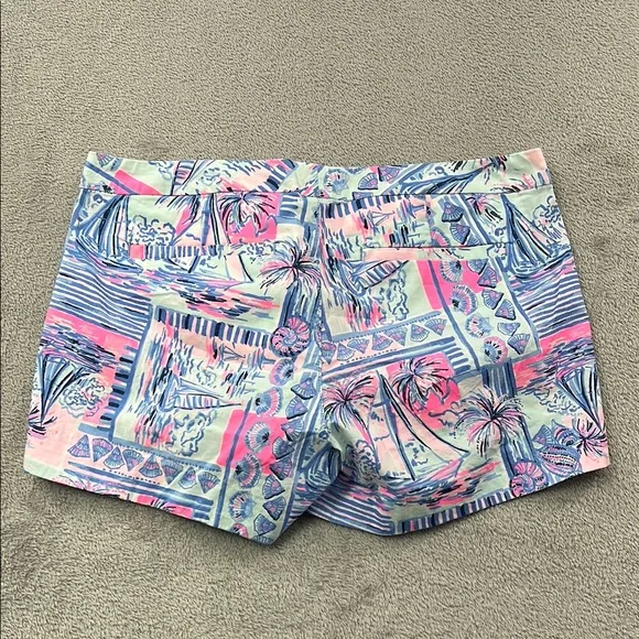 NEW Lilly Pulitzer 4 Adie Ruffle Pocket Stretch Women's Whisper Blue Shorts