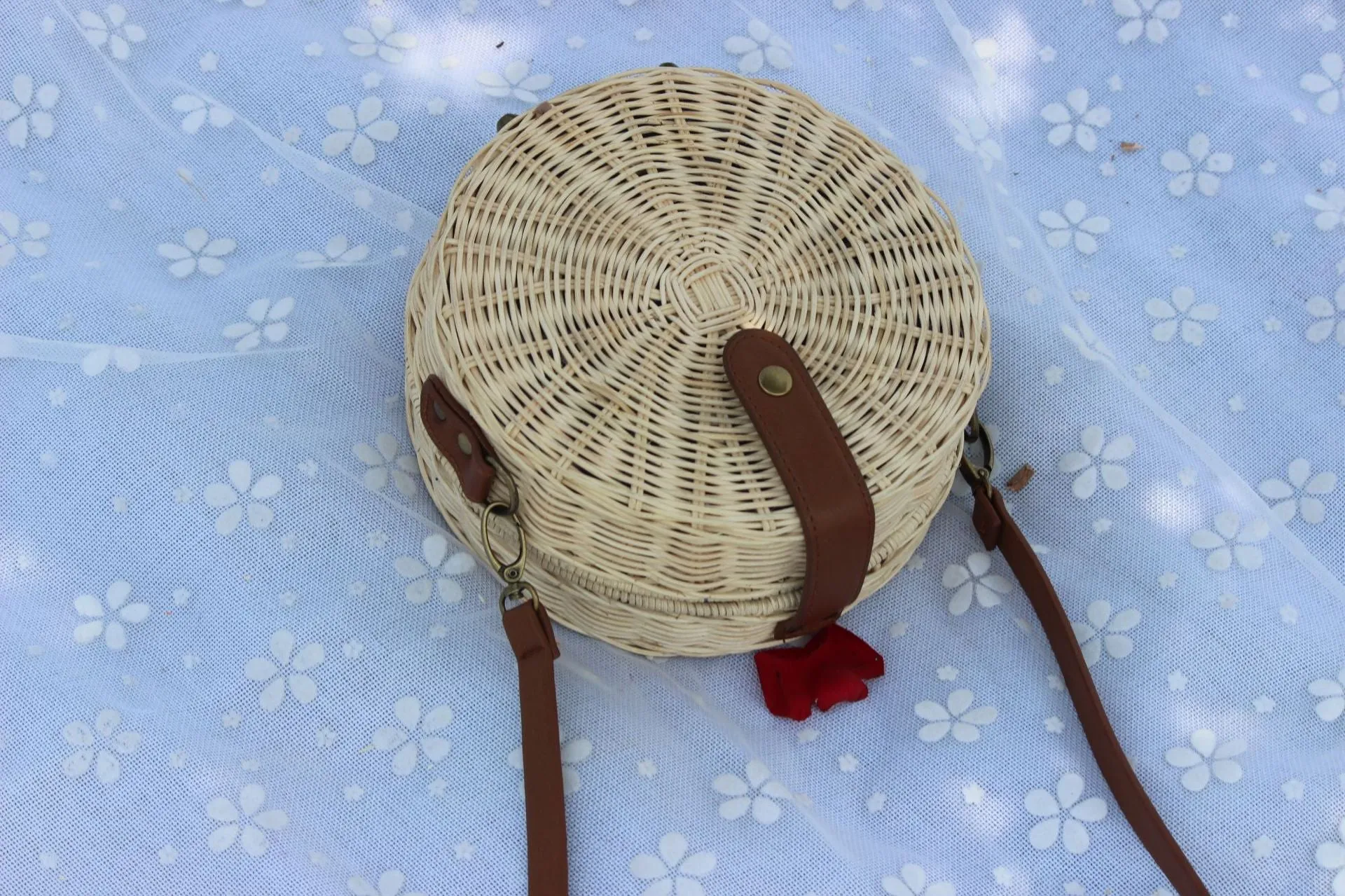New Round Rattan Bag Female Straw Bag Beach Bag Travel Vacation Bag