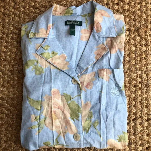 New w Tag: Lauren Ralph Lauren All Cotton Long Sleeve Sleep Shirt. Size Large