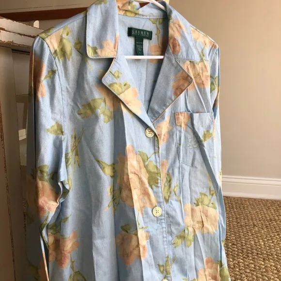 New w Tag: Lauren Ralph Lauren All Cotton Long Sleeve Sleep Shirt. Size Large
