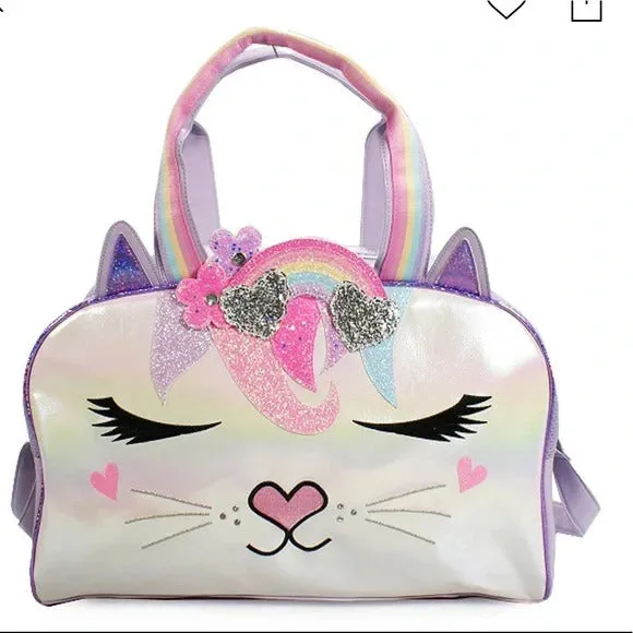 Nordstrom's Item! OMG Accessories Miss Bella Kitty Rainbow Crown Duffel Bag - Retails $60US 
