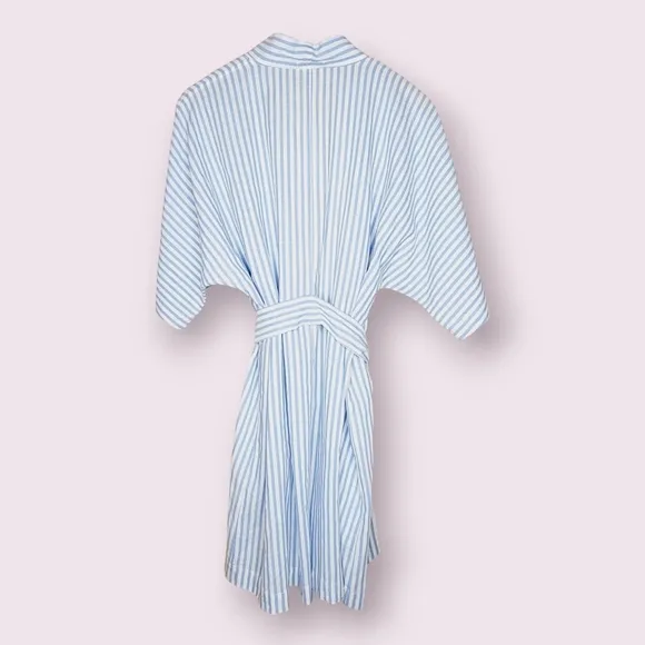 NWT Salua Summer Day Robe in a baby blue stripe pattern
