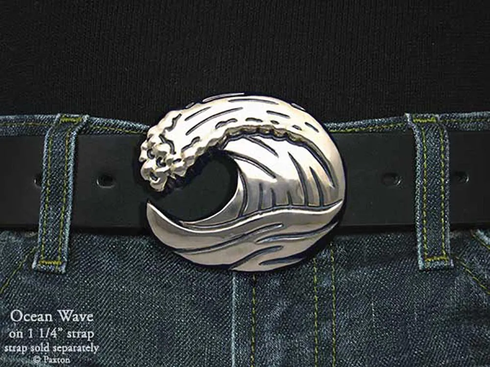 Ocean Wave Belt Buckle Sterling Silver