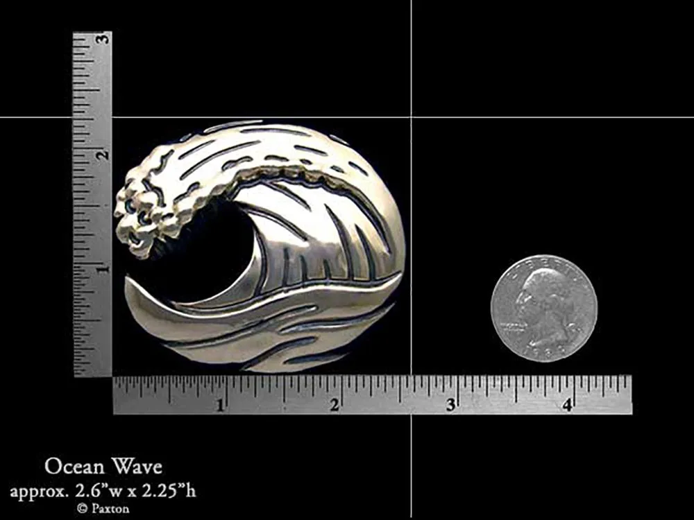 Ocean Wave Belt Buckle Sterling Silver