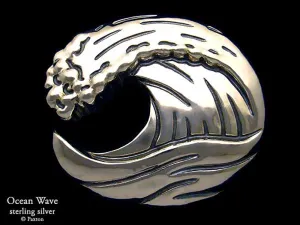 Ocean Wave Belt Buckle Sterling Silver