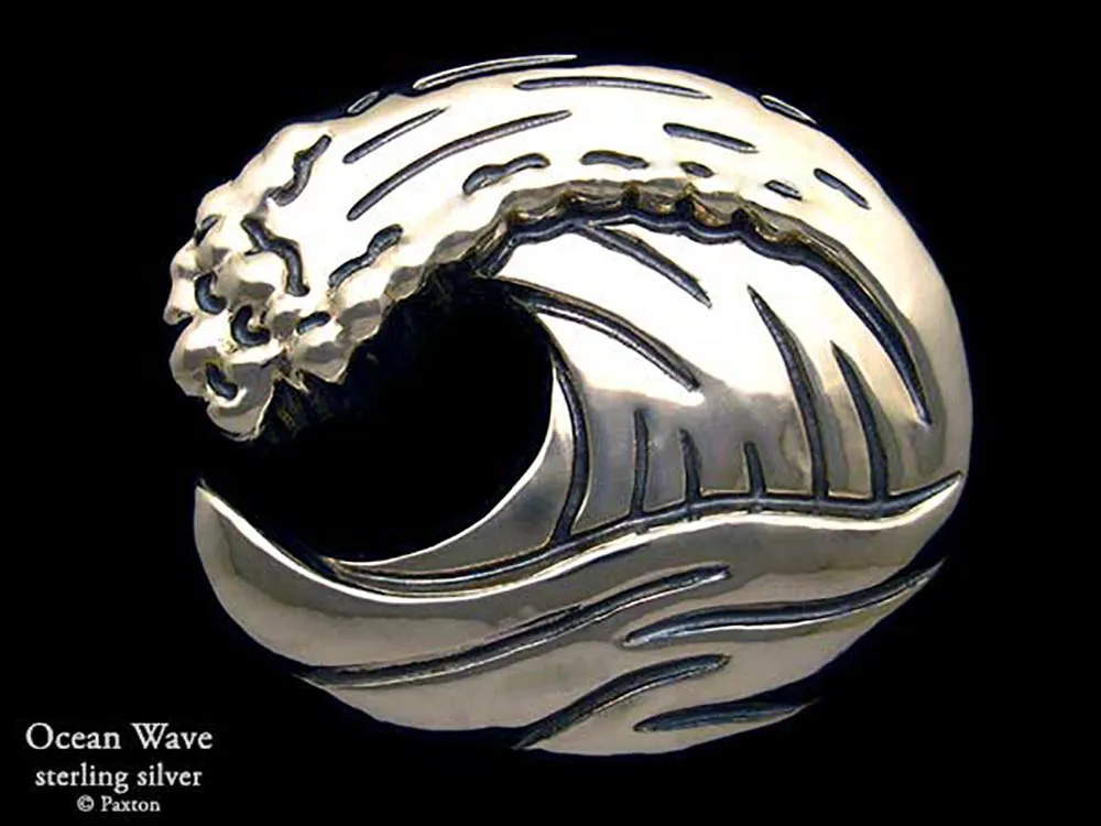 Ocean Wave Belt Buckle Sterling Silver