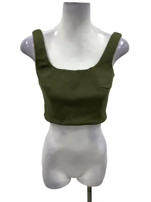 Olive Green Scoop-Back Jersey Crop Top OSN