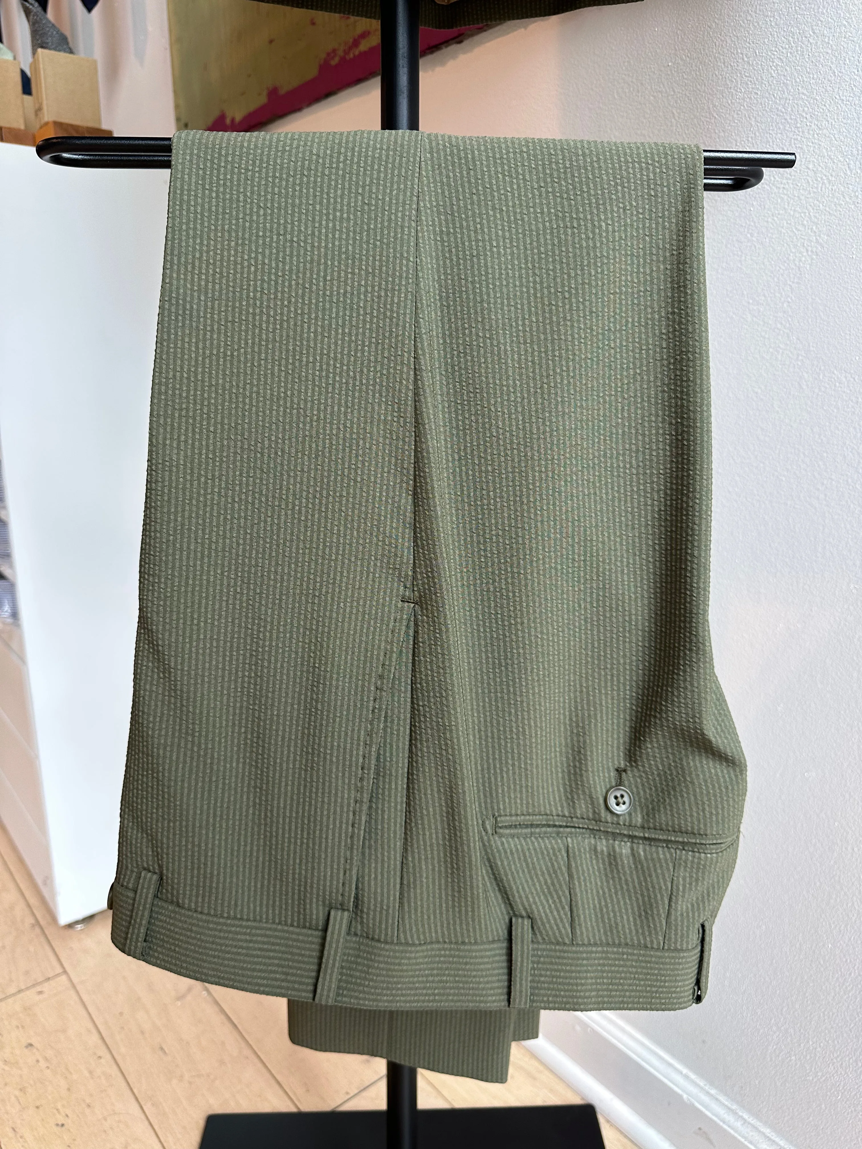 Olive Seersucker Premium Suit Pants