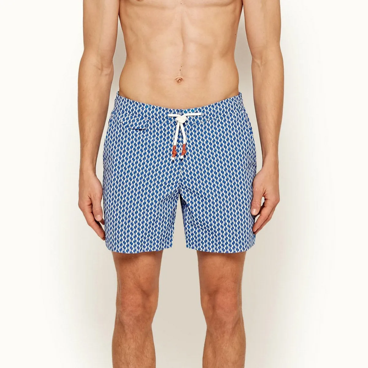 Orlebar Brown - Standard Castell Swim Shorts in Blue/White