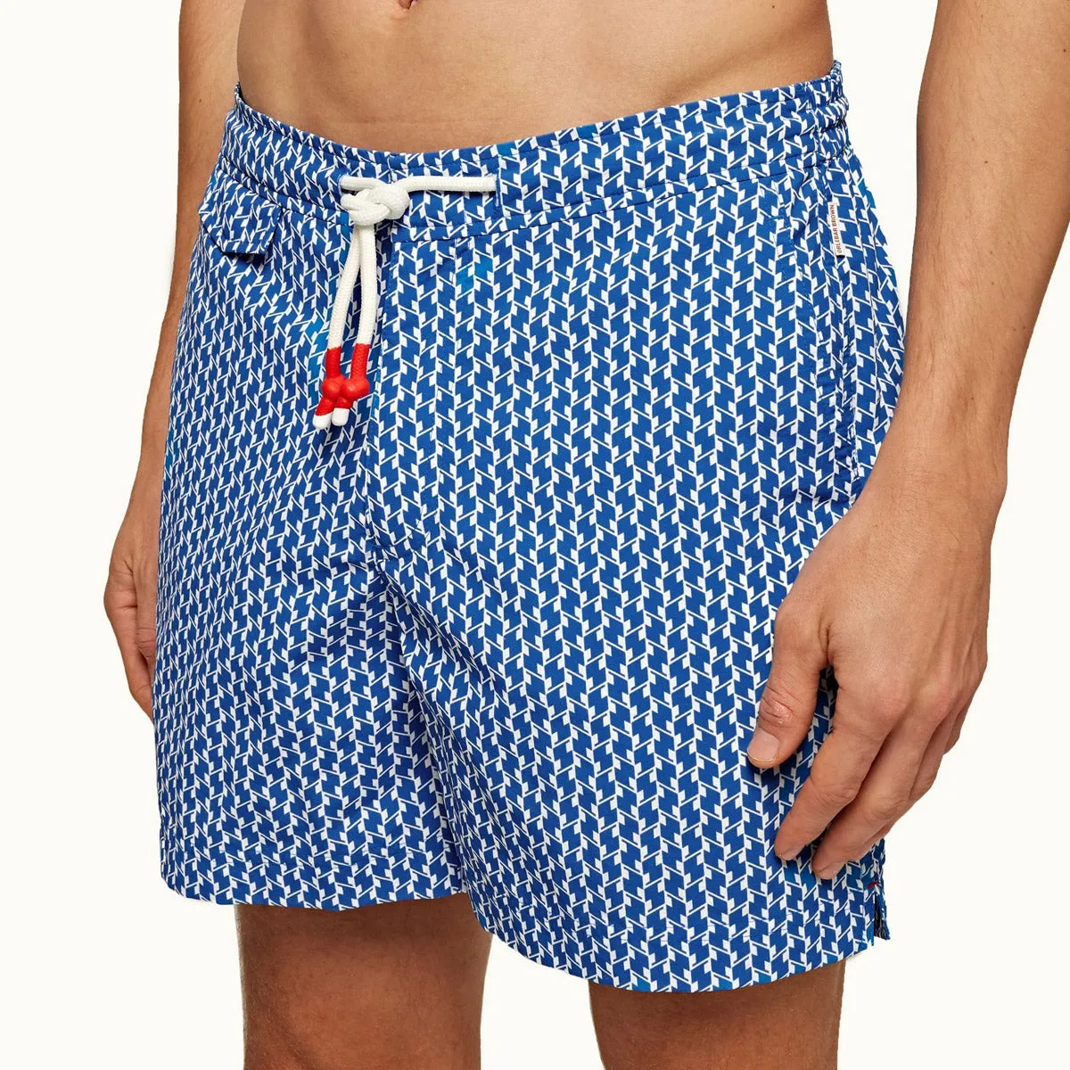 Orlebar Brown - Standard Castell Swim Shorts in Blue/White