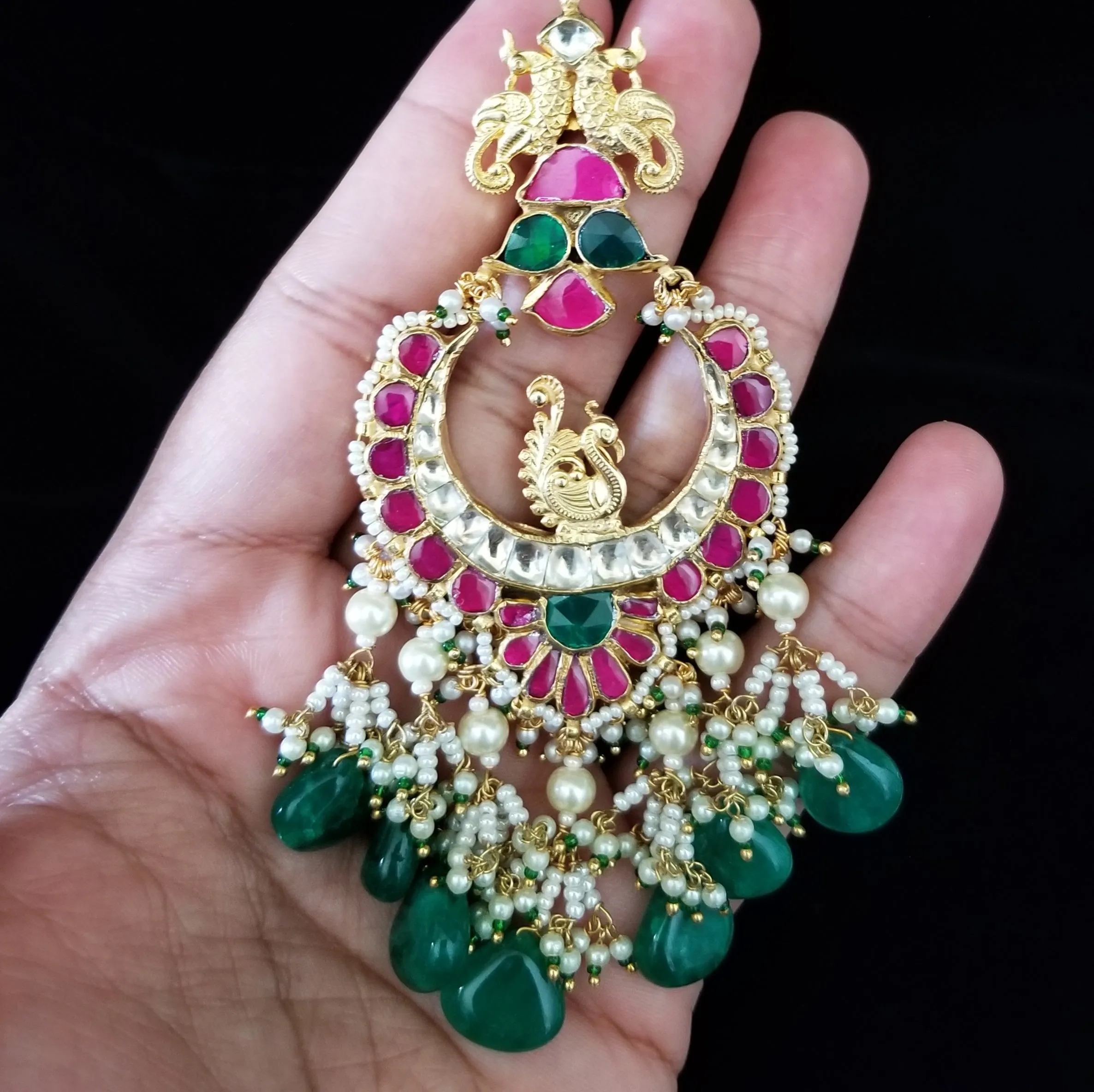 Pachi Kundan Chandbalis With Hard Gold Plating