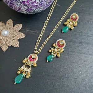 Pachi Kundan Delicate Chain Set With Gold Plating