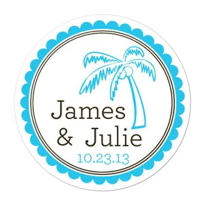 Palm Tree Personalized Destination Wedding Favor Sticker