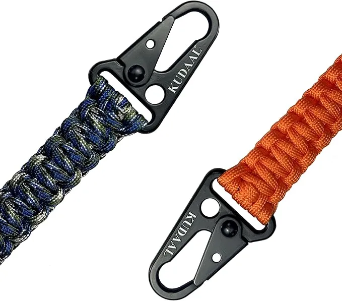 Paracord Keychain with Carabiner, Key Fob Braided Lanyard Keychain with Utility Ring & Enlarged Mouth Clip