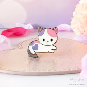 Pastel Calico Heart Cat Enamel Pin