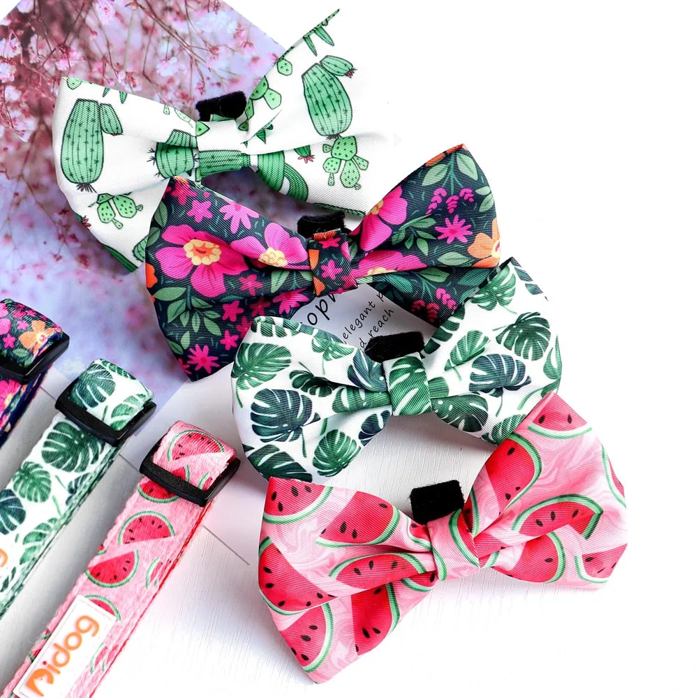 Patterns And Shades: Bow Collar, Leash And Poop Bag Pack