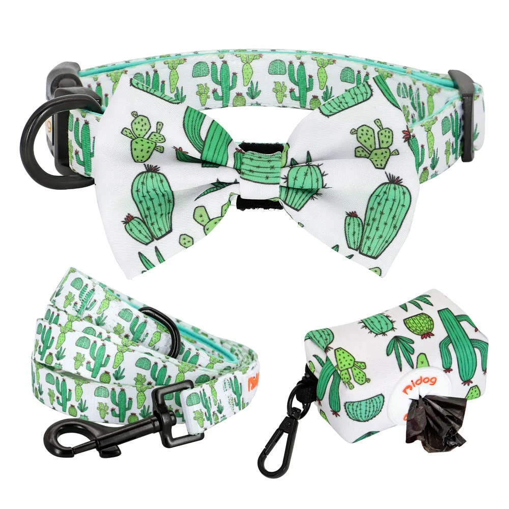 Patterns And Shades: Bow Collar, Leash And Poop Bag Pack