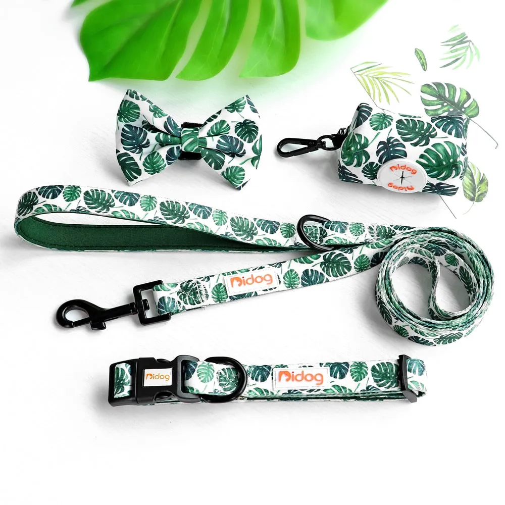 Patterns And Shades: Bow Collar, Leash And Poop Bag Pack