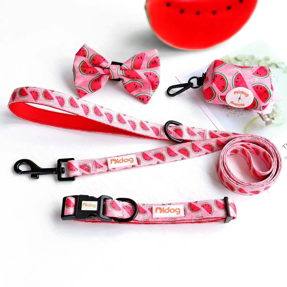 Patterns And Shades: Bow Collar, Leash And Poop Bag Pack