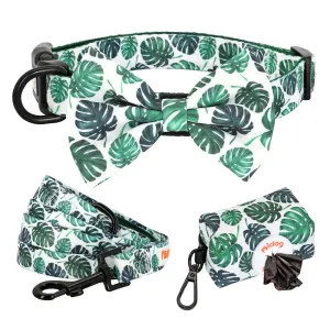 Patterns And Shades: Bow Collar, Leash And Poop Bag Pack