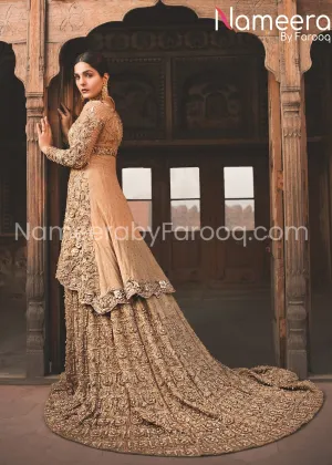 Peach Bridal Dress Pakistani Designer Attire #BN206