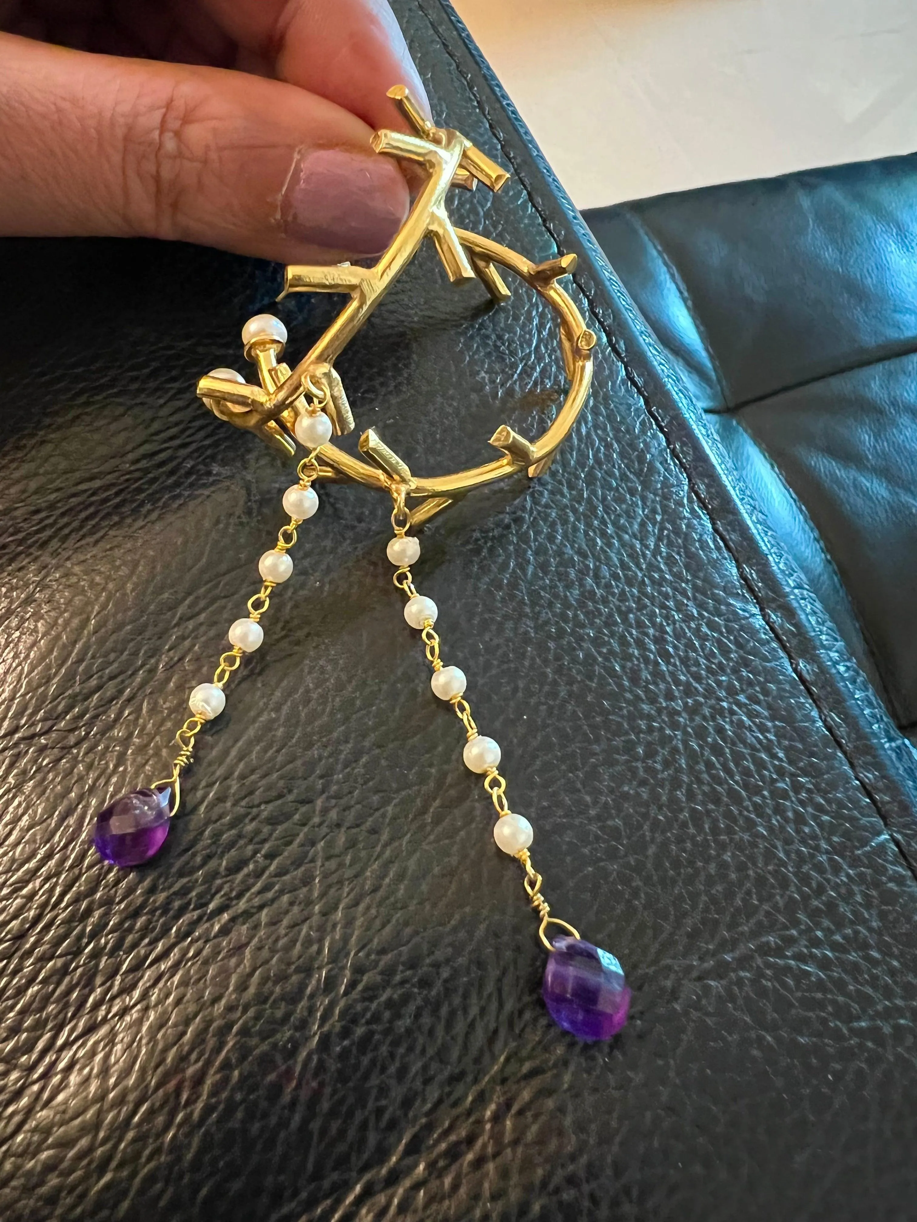Pearl Drop Hoop Earrings