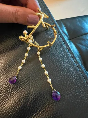 Pearl Drop Hoop Earrings