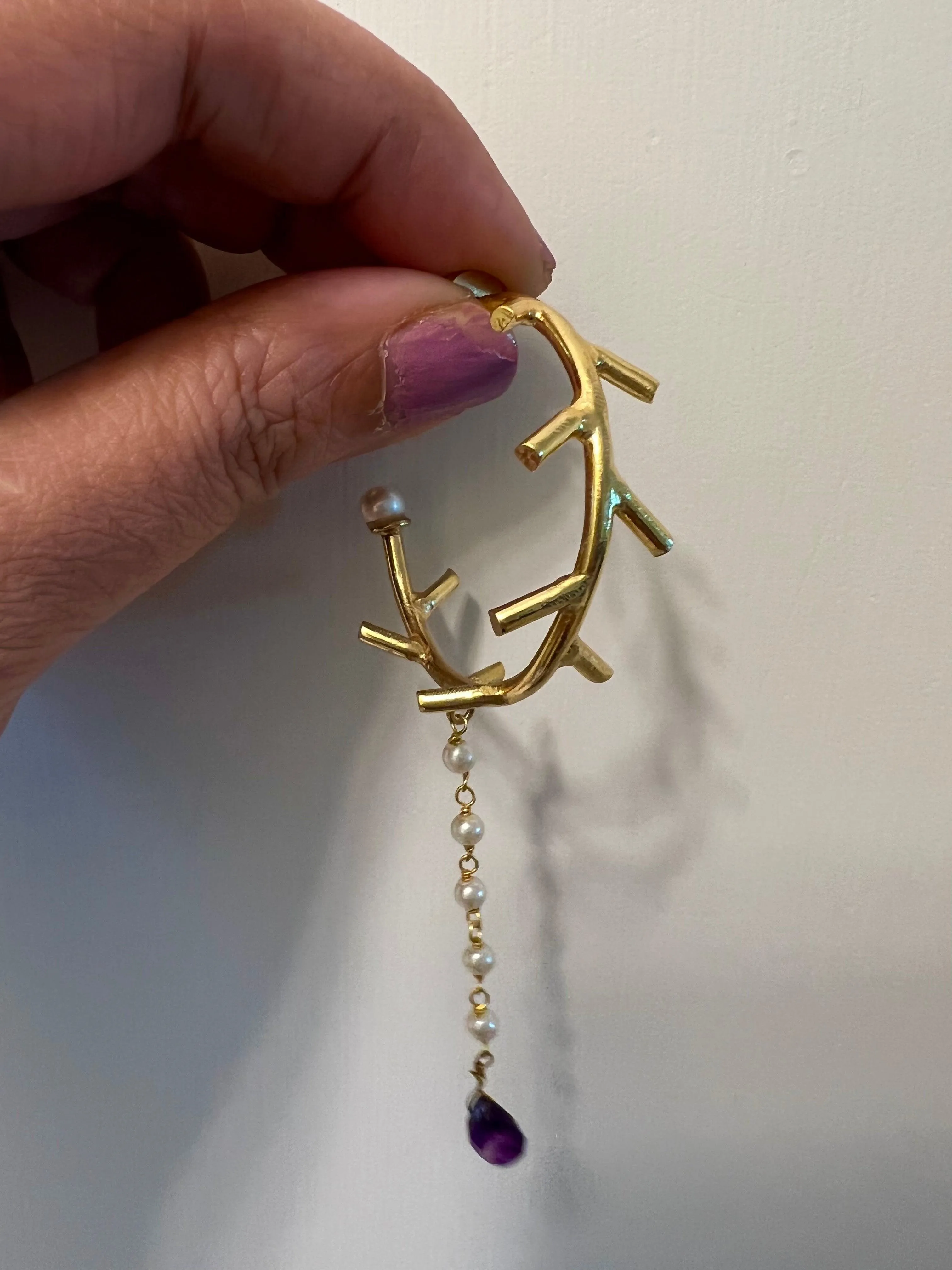Pearl Drop Hoop Earrings