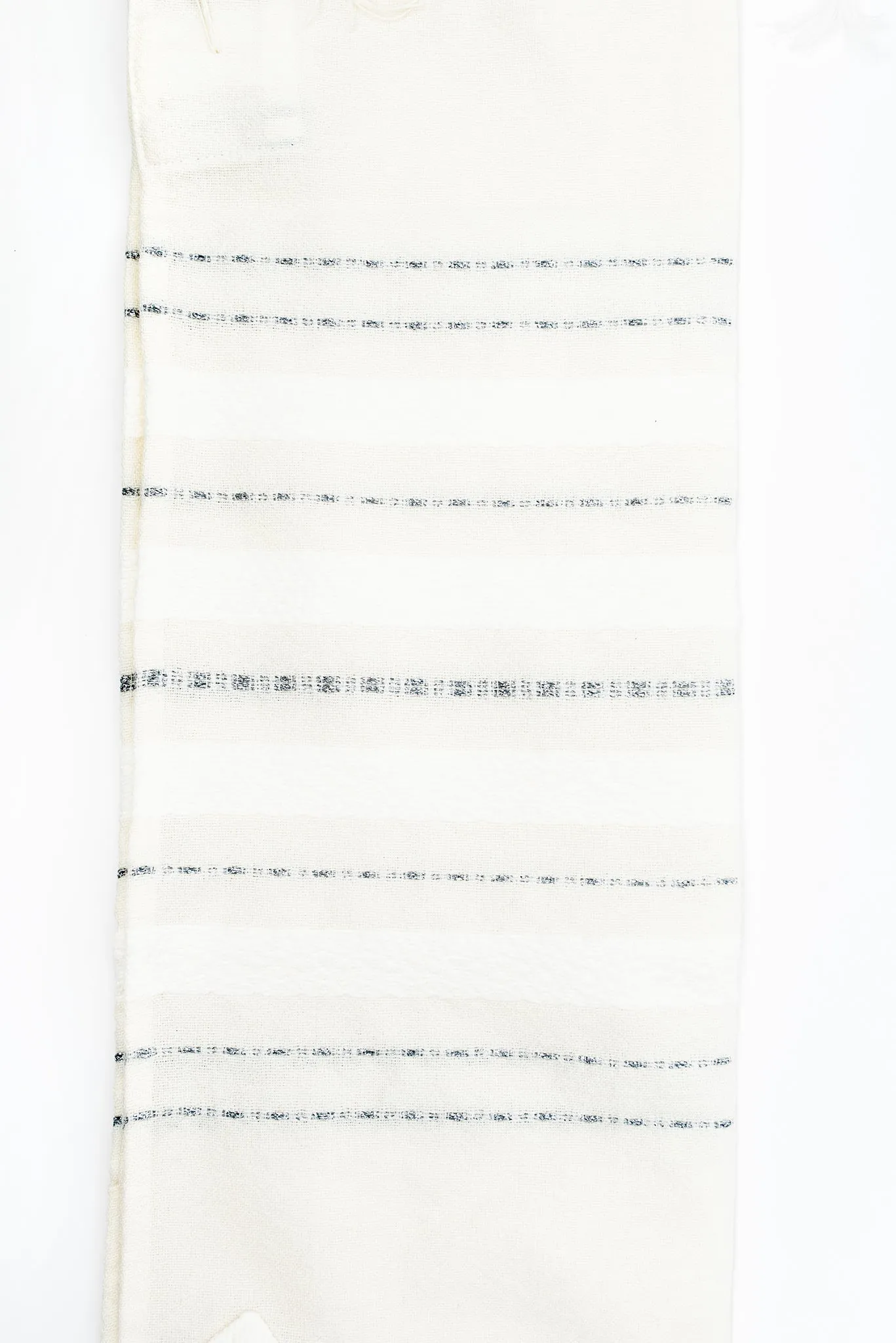 Perach - Wool Tallit - Silver Stripes on Off-White