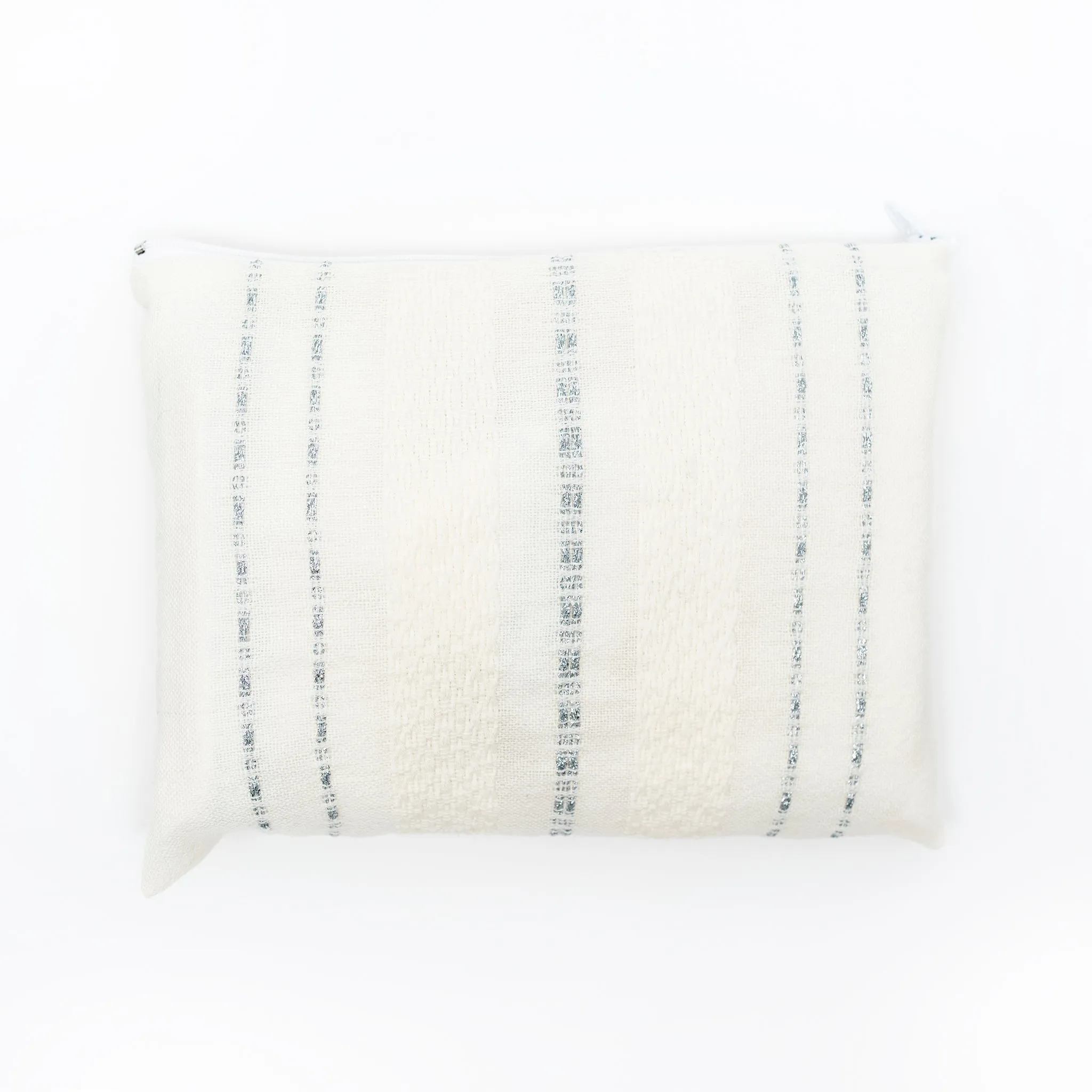 Perach - Wool Tallit - Silver Stripes on Off-White