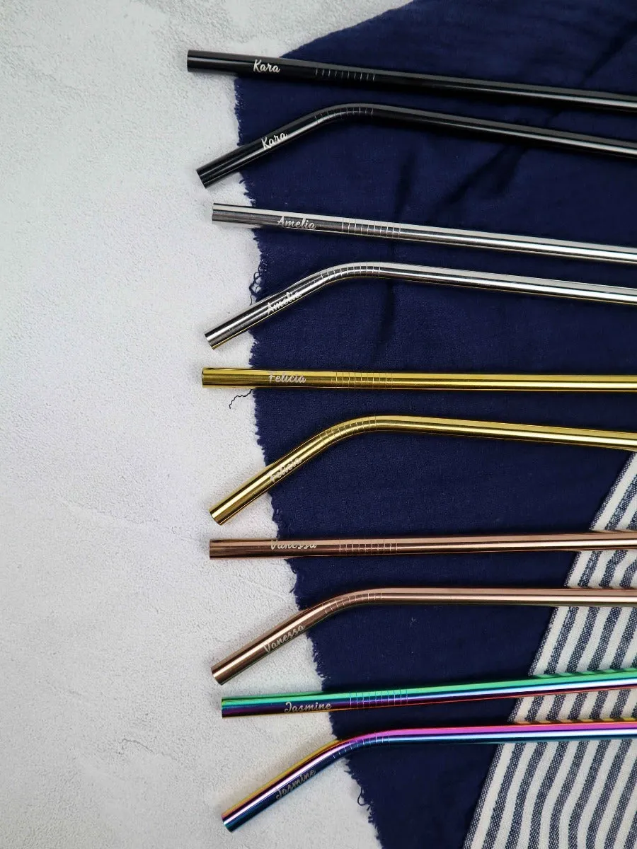 Personalise Metal Straw Set