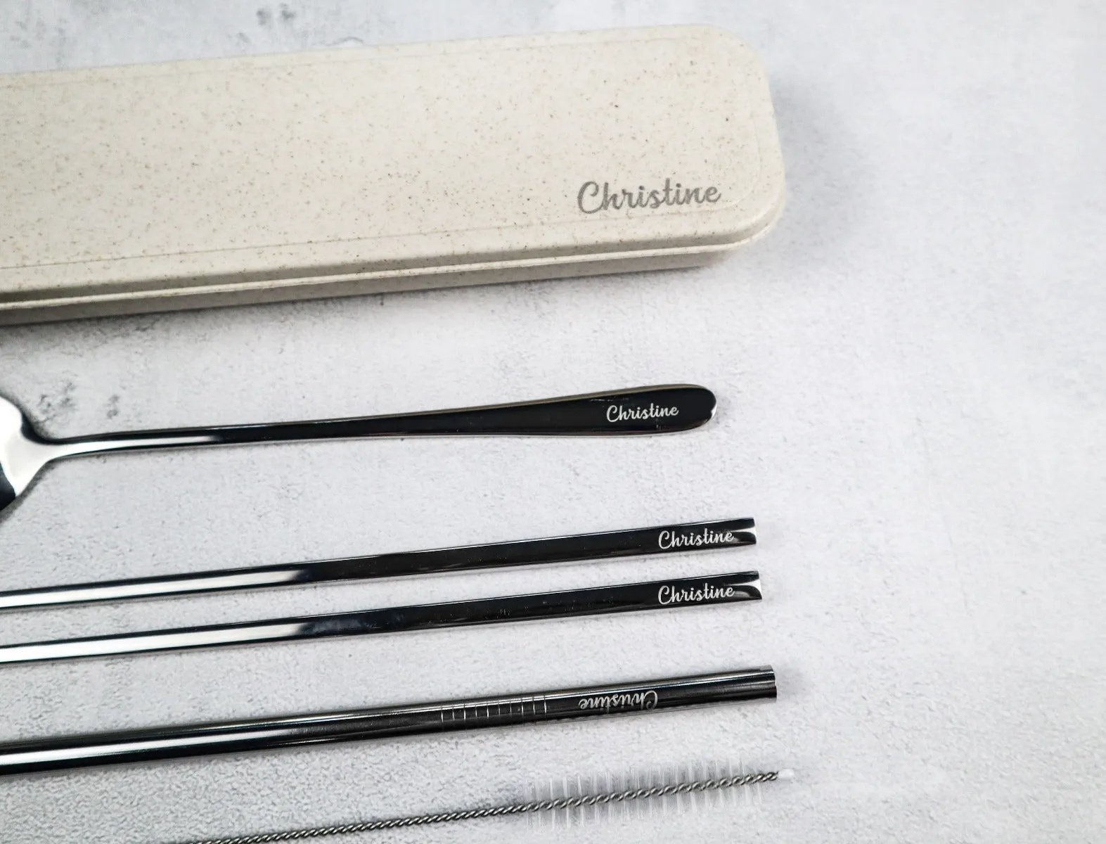 Personalised 5-pc Silver Spork Set