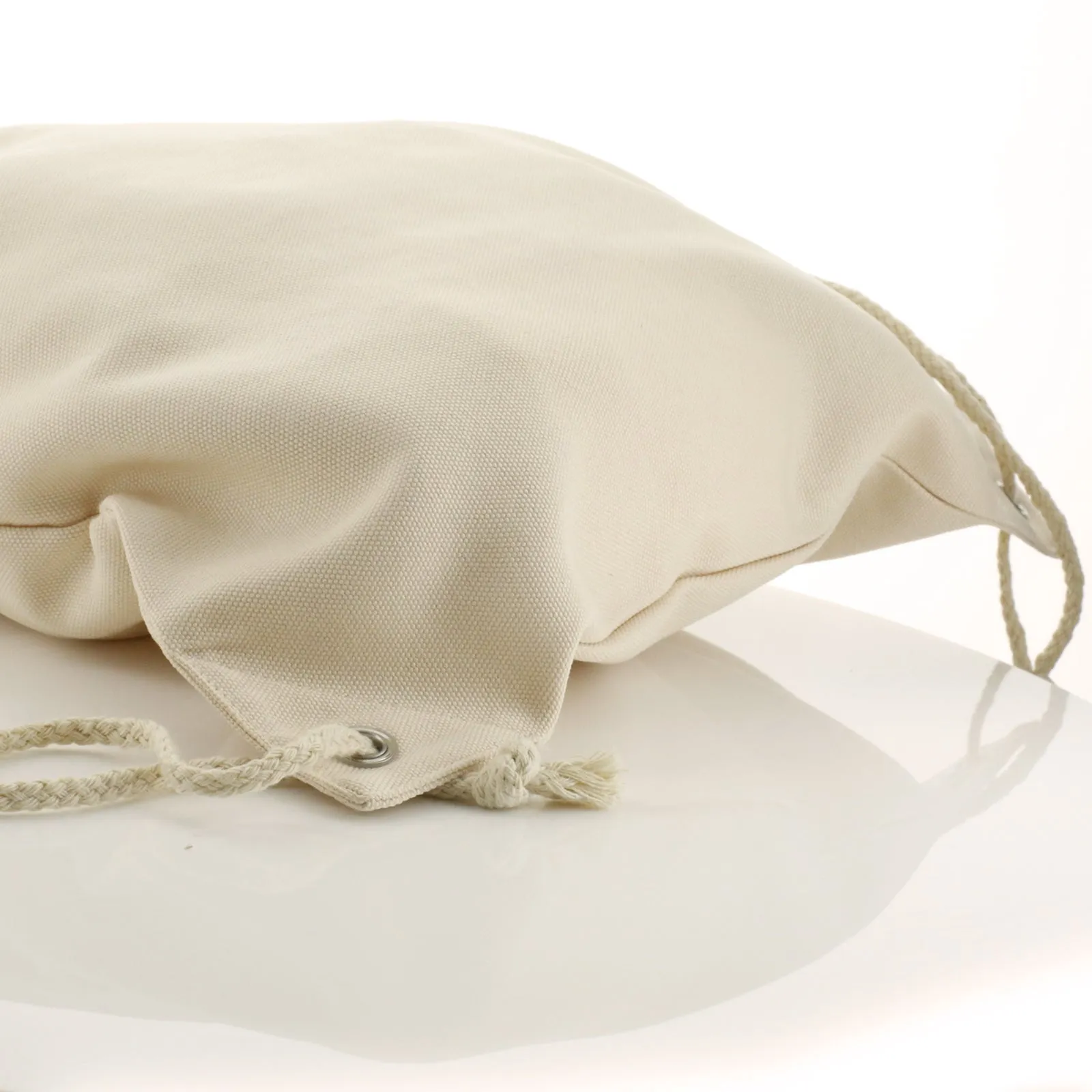Personalised Canvas Drawstring Backpack with Welcoming Text and Relaxing Mum and Baby Hippos