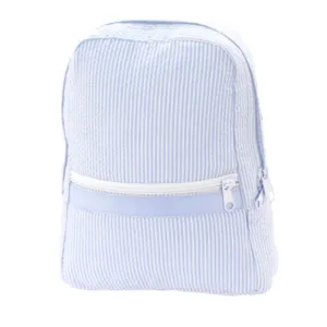 Personalized Seersucker Baby Blue Large Backpack